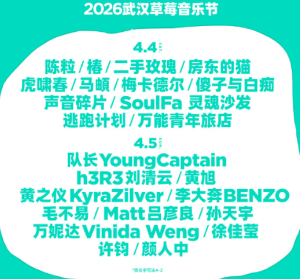202<font color=red>6</font>武汉草莓音乐节阵容 武汉草莓音乐节在哪举办门票多少钱一张【全方位秘籍】