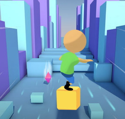 迷你方块冲浪小游戏